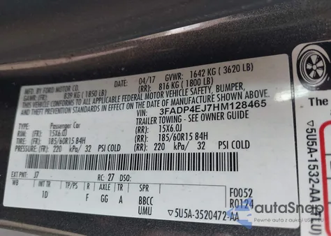 2017 Ford Fiesta Se from USA, damaged, VIN 3FADP4EJ7HM128465